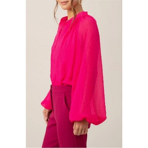 💕TRINA TURK💕 Strong Gauze Button-Up Top ~ Radio City Rose Medium NWOT - Picture 6 of 13